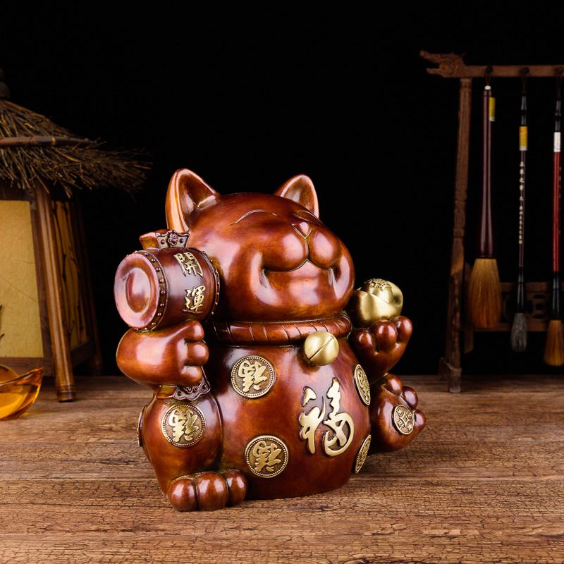 家柏饰(CORATED)猫摆件 铜发财猫金钱猫存钱罐家居创意高清大图