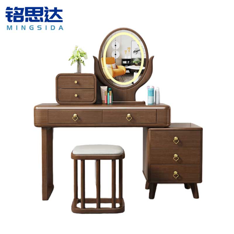 铭思达实木梳妆台100cm含边柜套高清大图