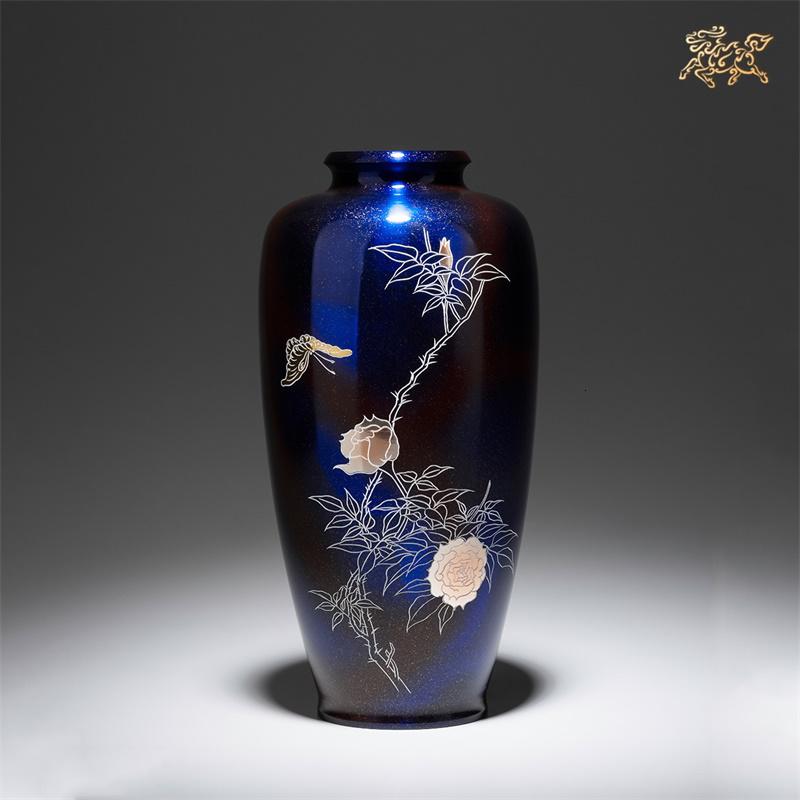 美帮汇全铜摆件《高冈铜器之细夏目花蝶文》铜工艺品 花瓶高清大图