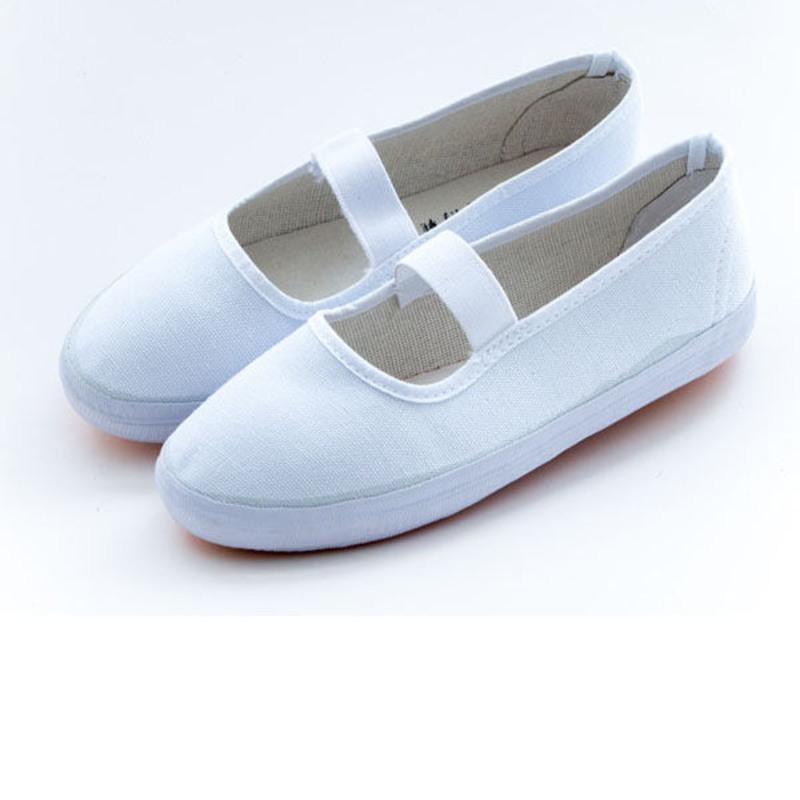 白球鞋白蓝网鞋男女帆布鞋学校小白鞋体操鞋表演白鞋舞蹈鞋学生鞋
