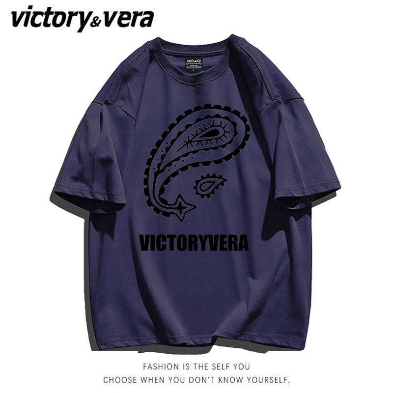 VICTORYVERA白色短袖t恤女夏装2022新款宽松百搭学生印花半袖上衣
