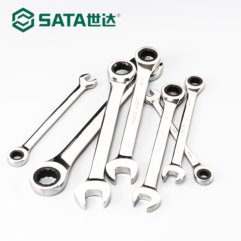 世达工具全抛光两用棘轮快速扳手梅花开口扳手汽修自动扳子43201