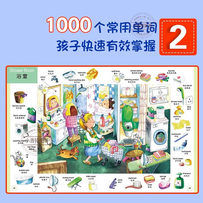 [官方正版]儿童英语情境认知1000词 [正版] 儿童英语情境认知1000词 儿童英文单词大书启蒙主题联想小学生情境认知高清大图