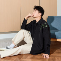 [2.5折价63元]唐狮春款衬衫男长袖图案长袖衬衫衬衣男长袖衬衫长袖衬衫男