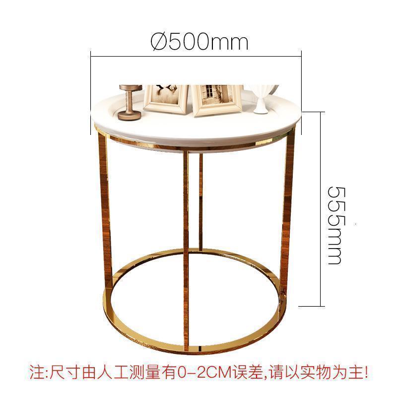 森美人现代简约美式角几客厅边几轻奢大理石沙发边几圆形小茶几 白色烤漆面