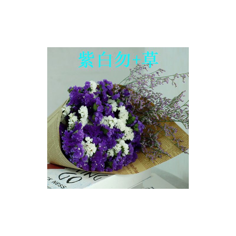 云南勿忘我干花花束 真花客厅装饰花束家居摆设小清新ins摆件装饰|33支玫红+粉+白+草 不带篮