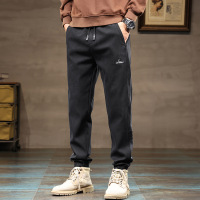一体绒裤子男士加绒潮牌哈伦束脚裤男款冬季品质舒适运动休闲裤男 4XL（190斤） 8862黑色常规