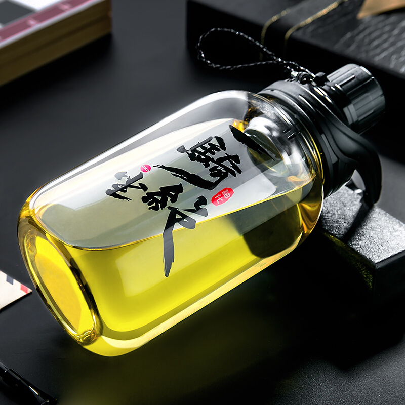天喜 ( TIANXI) 玻璃杯 便携大容量水杯 车载运动带过滤口杯泡茶杯子