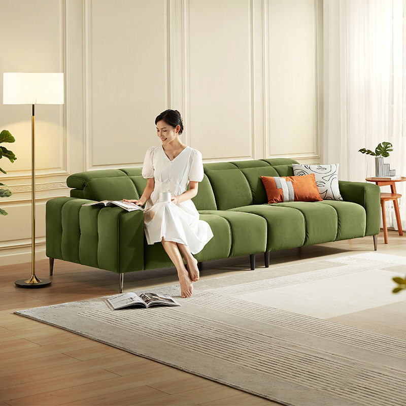 顾家家居新品抹茶椰灰小方块沙发现代钢琴键布艺沙发客厅家具215330天