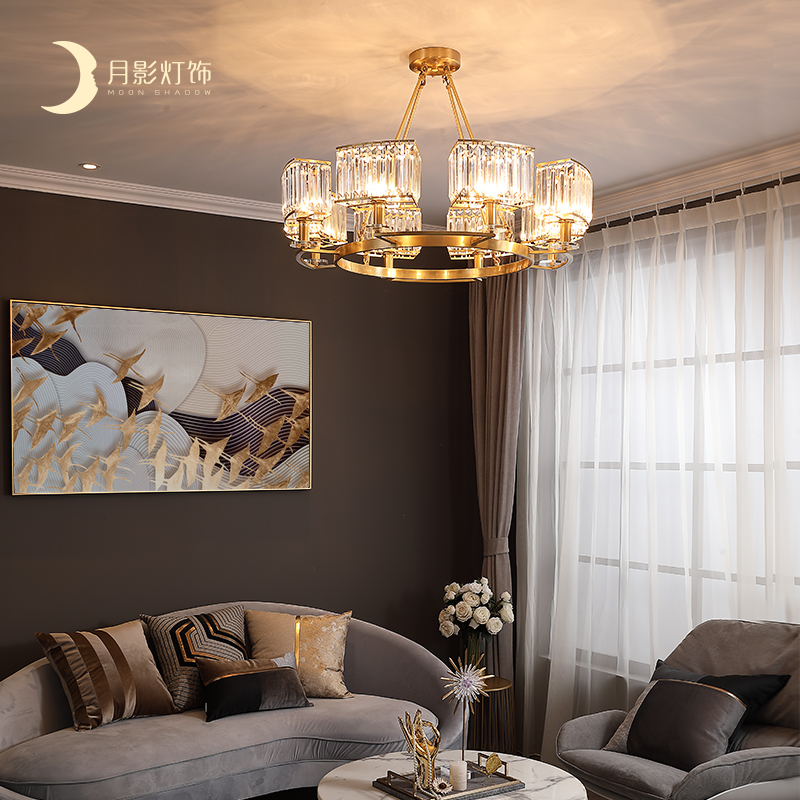 后现代轻奢吊灯全铜水晶客厅灯现代简约卧室餐厅大气北欧风格灯饰灯具全屋套餐组合吸顶灯高档个性美式家用房间书房灯港式风格灯具高清大图