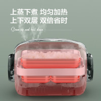 苏宁宜品X生活元素野餐盒手提式1.2L双层饭盒上班族便当盒可加热密封保温餐盒野餐盒白色耳机饭盒 F78