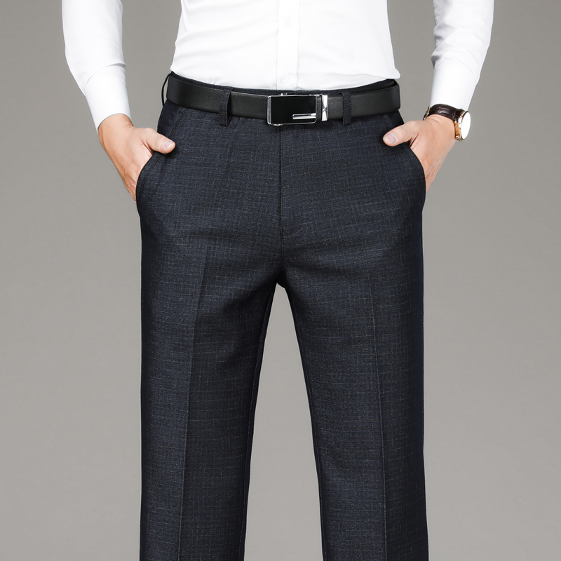 don)裤子男秋冬季新款宽松直筒中老年爸爸职业正装商务西裤厚款男士