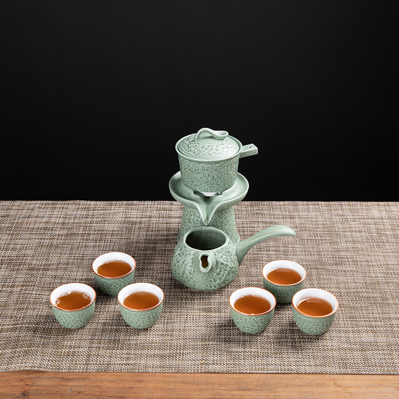 唐宏坊 茶具套装半全自动家用陶瓷懒人茶具石磨茶壶茶杯礼品套装功夫茶具