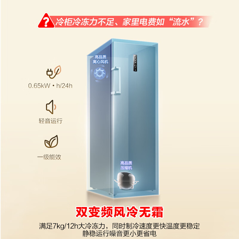 容声 BD-240WPRSY 240升风冷无霜立式冰柜家用一级能效变频除菌净味冰箱冷藏冷冻母乳冷柜高清大图