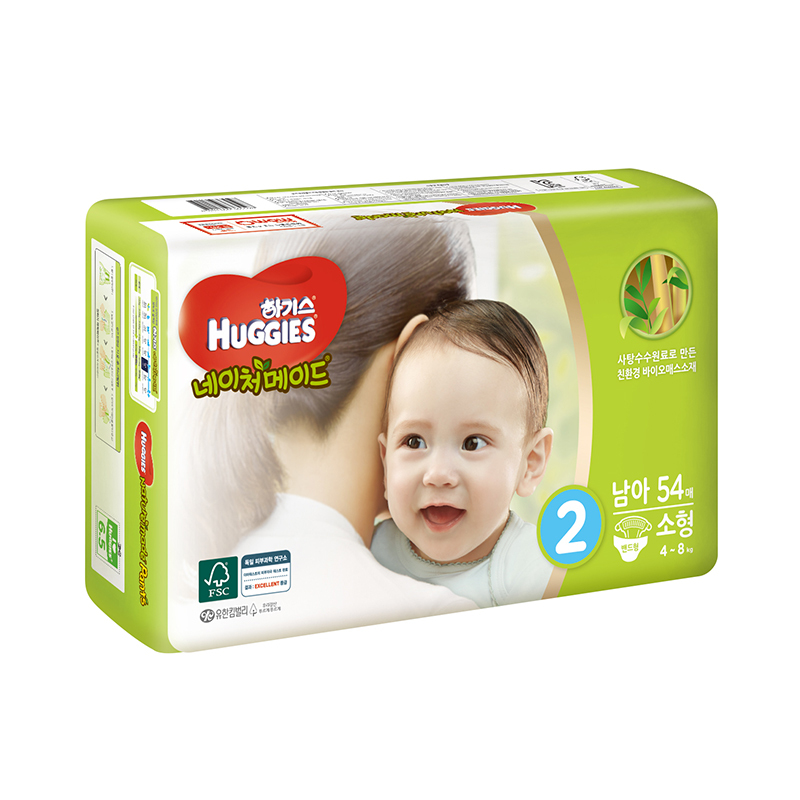 好奇(Huggies)天然之选纸尿裤 小号尿不湿 S54片 (4-8kg) 男宝 韩国原装进口