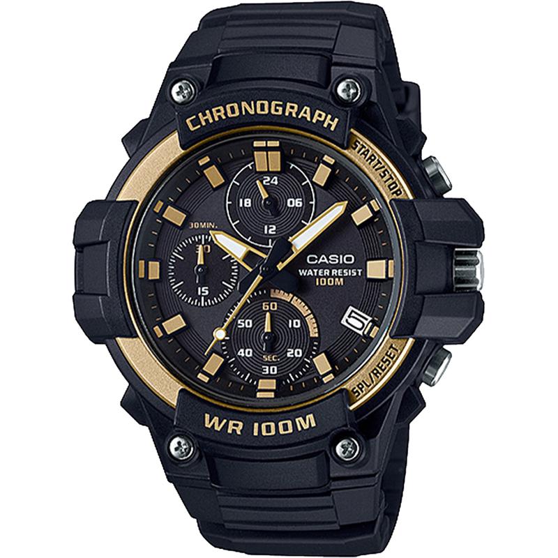 卡西欧(CASIO)光动能电波手表男表黑金商务防水耐震多功能石英腕表