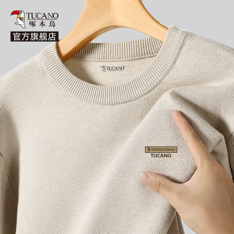 啄木鸟毛衣男款秋冬季2024新款加绒加厚打底衫毛线衣男士针织衫男高清大图