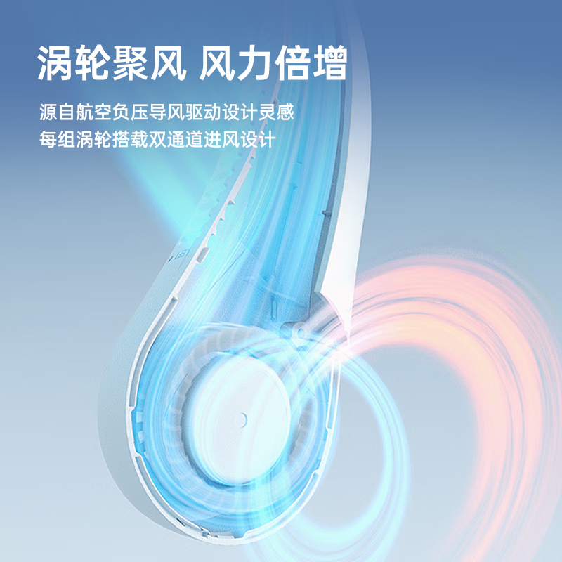 几素挂脖风扇制冷随身便携式空调迷你usb小风扇无叶挂脖式风扇儿童挂颈子户外懒人露营降温小电扇 绿色 FA14 超长续航高清大图