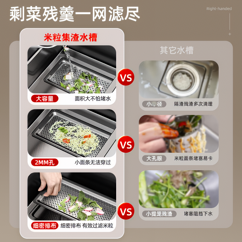 厨房水槽集渣洗菜盆大单槽水槽304不锈钢洗碗槽台下盆加厚1118高清大图
