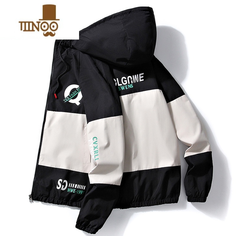 YANXU外套男休闲潮流青少年韩版男士夹克学生薄款连帽工装百搭上衣高清大图