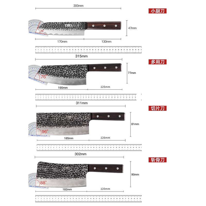 张小泉菜刀家用厨房刀具套装厨师专用刀切片刀锻打切肉刀砍骨斩切刀高清大图