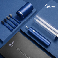 美的(Midea)电动牙刷MC-AX0102 琉璃蓝 消毒除菌牙刷 成人(刷头*4)竹炭+敏感刷头 亮白洁齿 情侣款