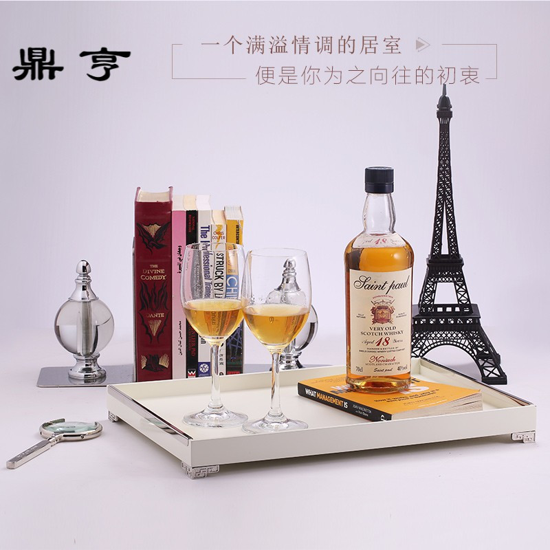 鼎亨新中式混搭样板房客厅书房酒柜酒具卫生间装饰摆件黑色果盘茶