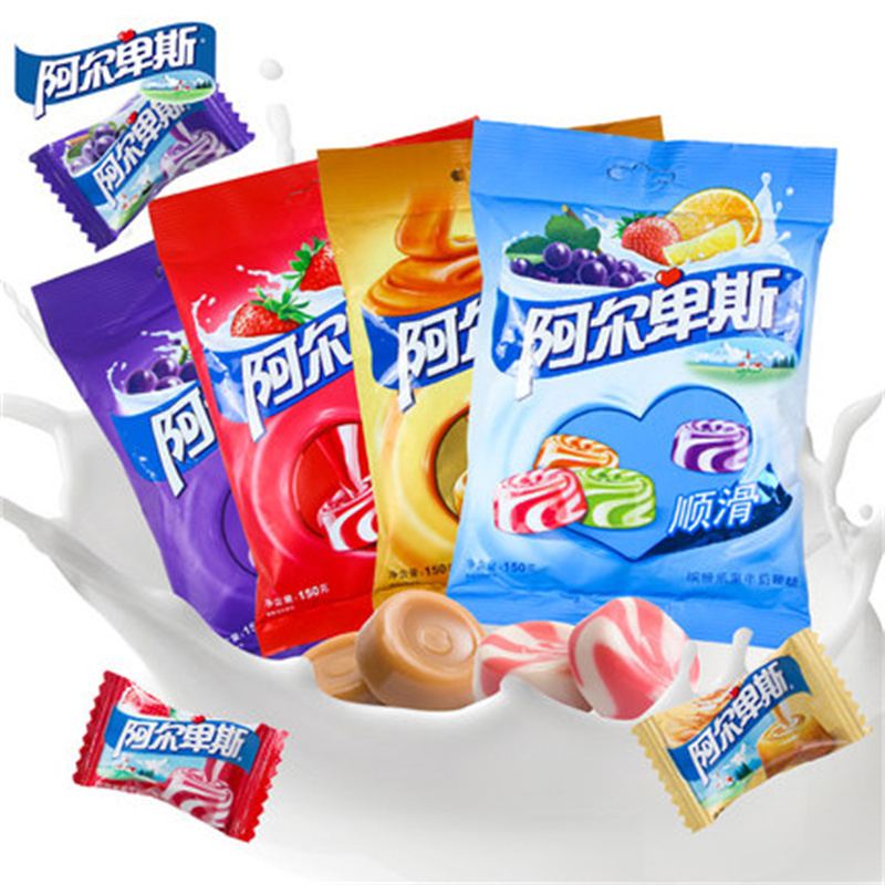 阿尔卑斯牛奶混合水果奶糖150g袋装缤纷果园味*1糖果结婚婚庆喜糖散装正品