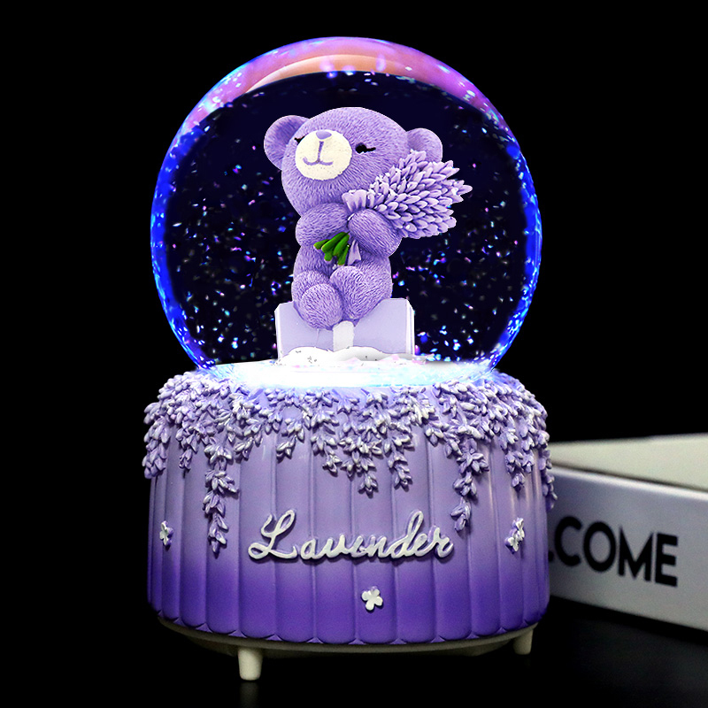 透明水晶球音乐盒雪花玻璃圆球米魁儿童节生日女生梦幻八音盒摆件视频