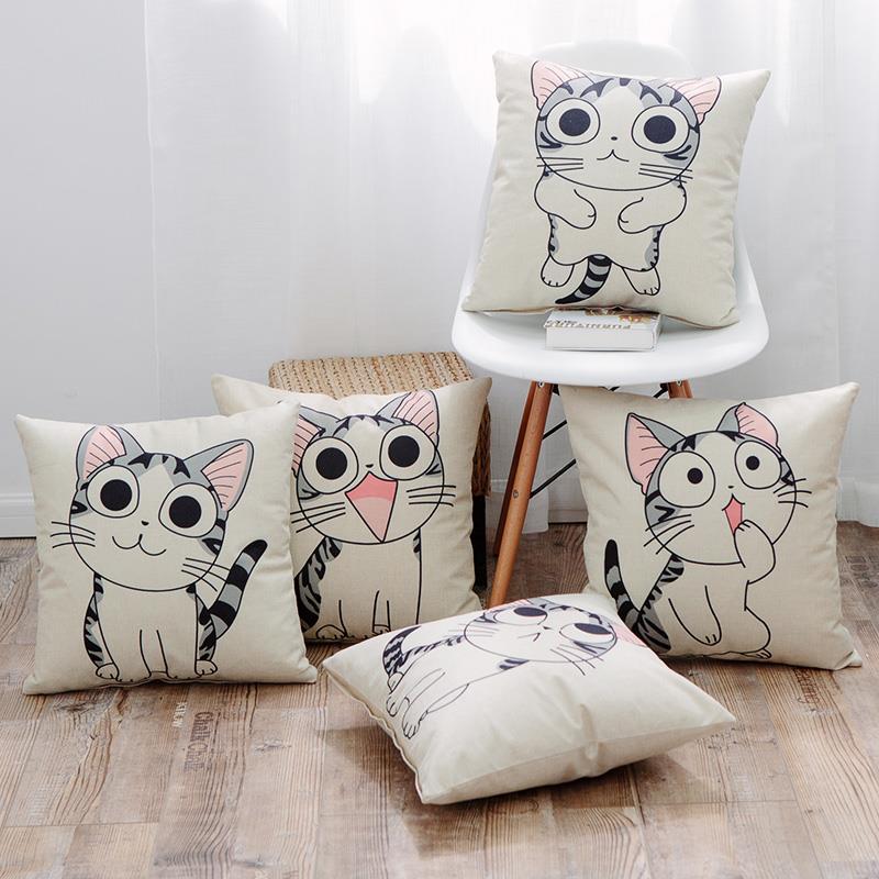 sleepybear卡通动物猫咪抱枕沙发靠背腰枕午休办公室靠枕靠垫枕套枕芯