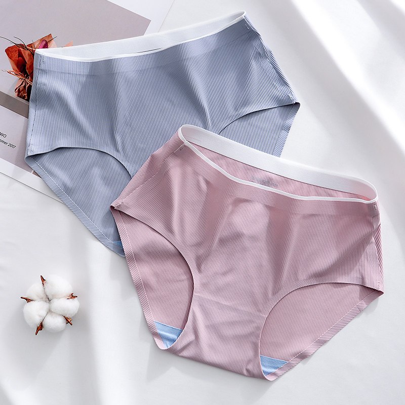 夏季冰丝无痕内裤女纯棉裆透气少女女生中腰女士三角短裤女