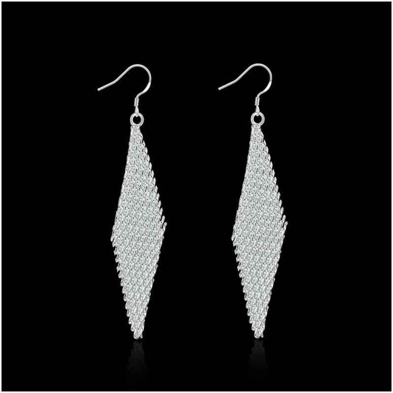 E061Women silver plated earring镀925纯银长款时尚大气耳环耳饰