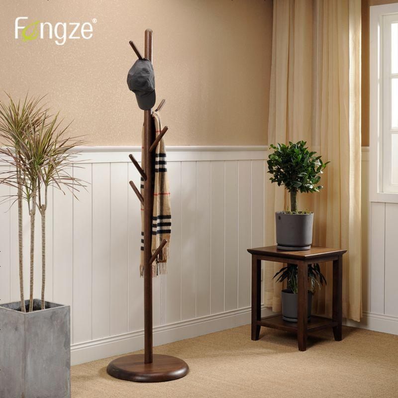 Fengze北欧简约实木衣帽架落地衣架家用橡木榉木卧室挂衣架CS951