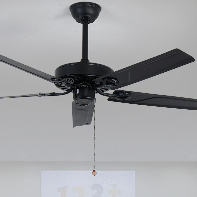 无灯吊扇灯餐厅简约黑色复古电风扇铁叶吊扇妖怪灯风扇