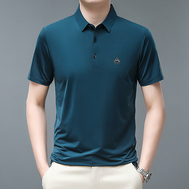 夏季新款短袖t恤男韩版翻领polo衫简约休闲宽松中年男装批发高清大图