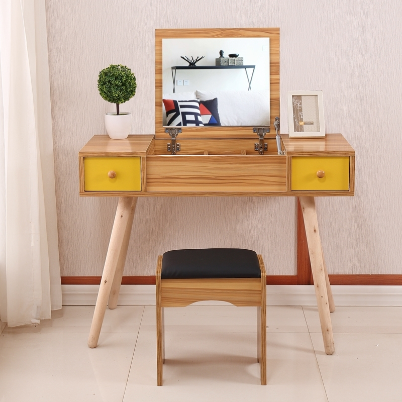 北欧梳妆台卧室小户型化妆柜60c0cm经济迷你化妆桌翻盖化妆台