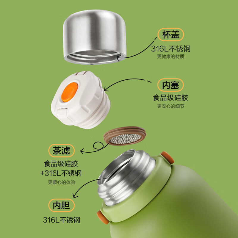 苏泊尔 1L保温壶KCV10AC10青草绿高清大图