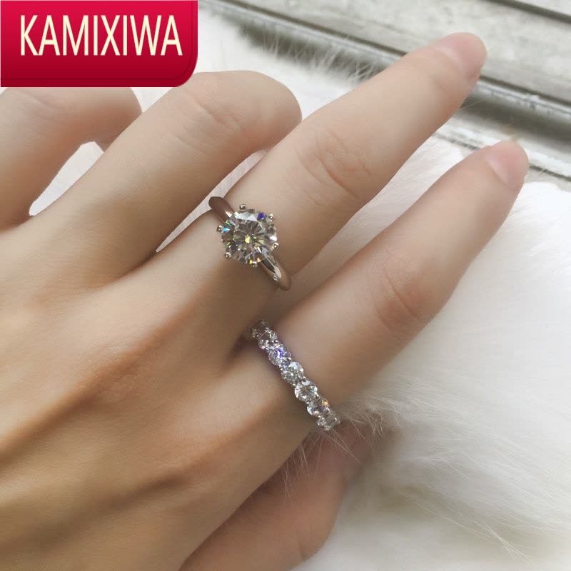 KAMIXIWA经典20分排钻戒指女小众叠戴高碳钻副戒满钻尾戒网红百搭图片