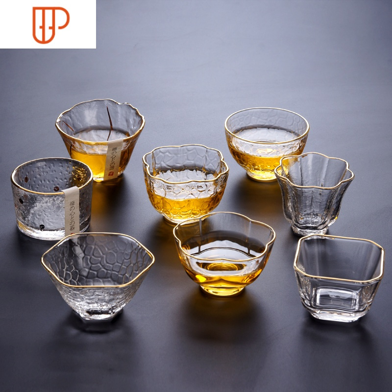 日式纯手工锤目纹玻璃品杯玻璃茶具锤纹玻璃杯茶杯杯子国泰家和金星