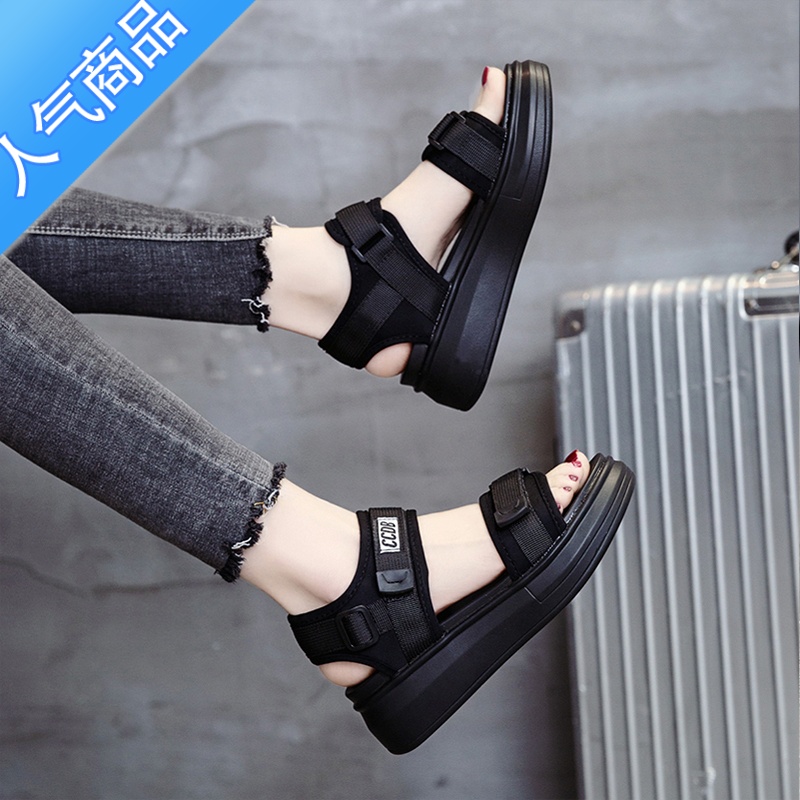 SUNTEK厚底凉鞋女2023年新款百搭运动沙滩鞋防滑软底网红时装老爹鞋中N高清大图