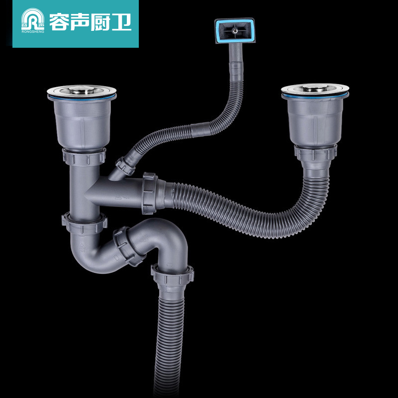 容声(Ronshen)厨房水槽双槽 304不锈钢大容量洗菜盆 水龙头洗菜池RS210S