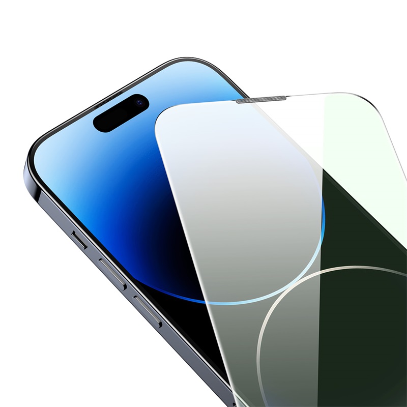 倍思 0.4mm康宁绿光钢化膜(一体防尘)For iP 14 Pro Max 透明(单片装 含:清洁包*1+无尘仓贴膜神高清大图