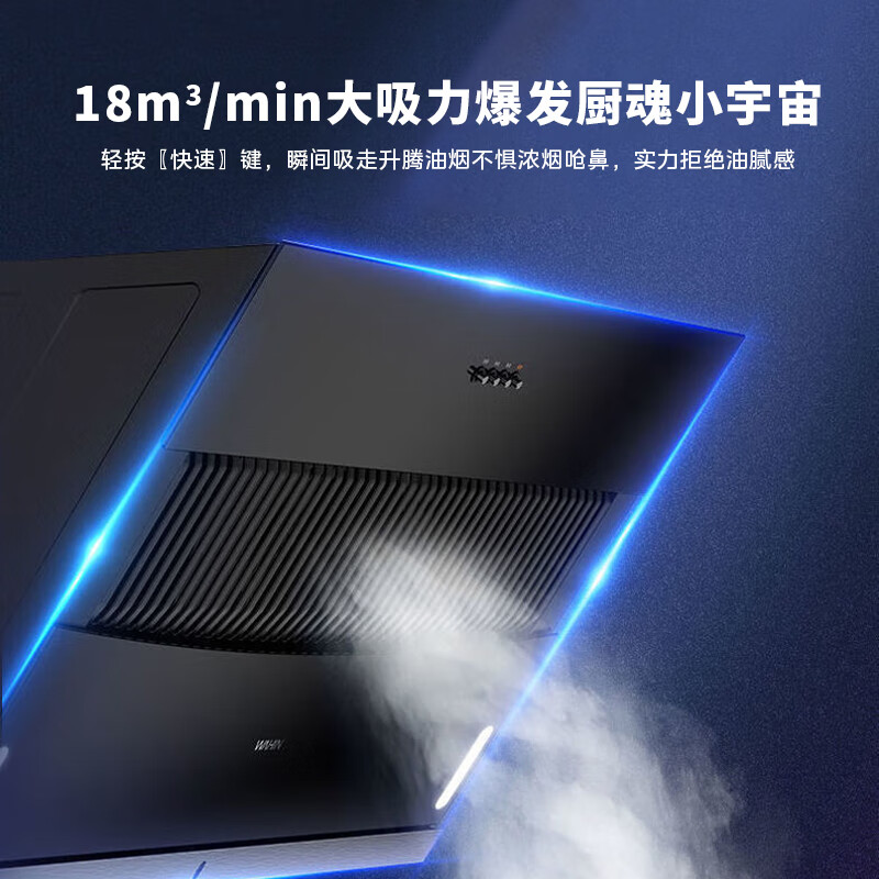 美的出品WAHIN华凌抽油烟机CXW-200-H3S 侧吸式18立方大吸力抽油烟机单机家用厨房壁挂式烟机(H3升级款)高清大图