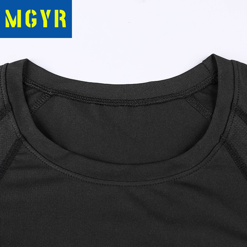 MGYR瑜伽服上衣女长袖单件速干T恤跑步运动服上装紧身弹力短袖健身服