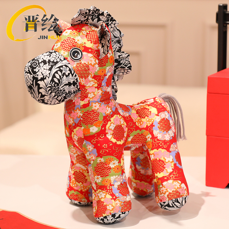 晋绘 新年春节吉祥物公仔玩偶 民俗布艺马35cm 个高清大图