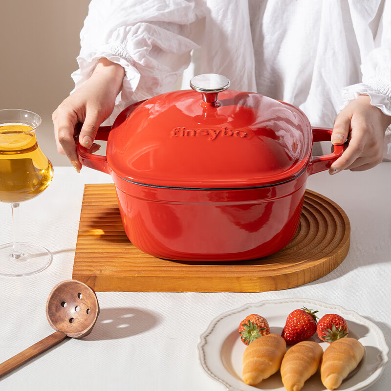 finsybo暮光森林方形珐琅锅 F-FL24A 白色 4.5L