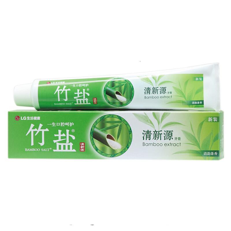 竹盐牙膏LG竹盐清新源清韵茶香牙膏150g清新口气固齿防蛀 150g