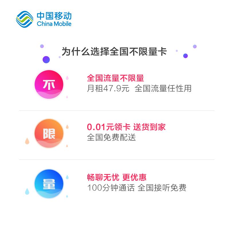 四川移动全国无限流量卡4g无线上网卡移动套餐电话手机号