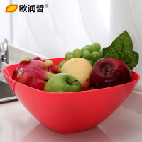 欧润哲(ORANGE) 3只装大号PP塑料方形厨房洗菜篮子家用水果盆客厅水果盘食物收纳盆106269