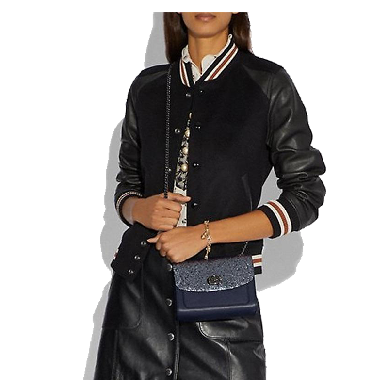 COACH蔻驰 Parker 18系列 女士链条斜挎包单肩包 女包 亮片拼接高清大图